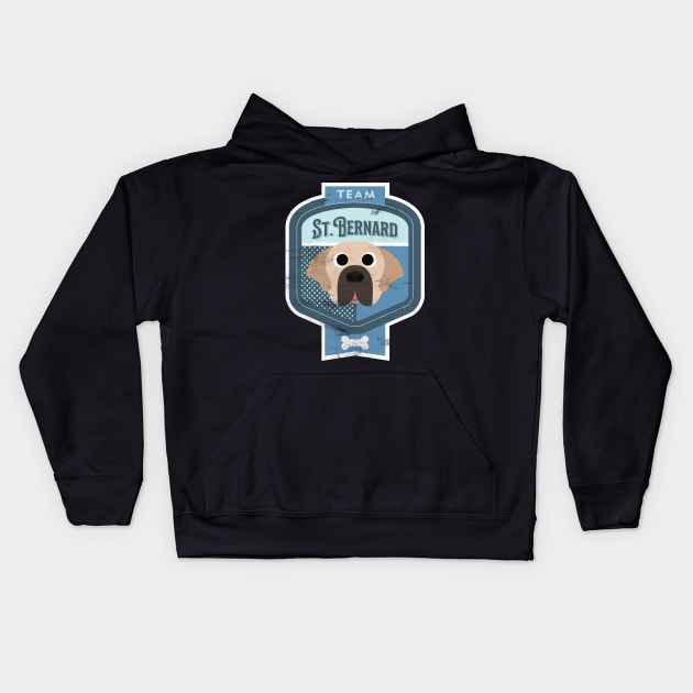 Team St. Bernard - Distressed Saint Bernard Beer Label Design Kids Hoodie by DoggyStyles